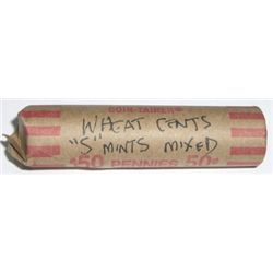 ROLL OF ALL "S" MINT WHEAT PENNIES 50 TOTAL *UNSEARCHED MIXED DATES & GRADES* ROLL CAME OUT OF SAFE!