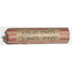 ROLL OF ALL "S" MINT WHEAT PENNIES 50 TOTAL *UNSEARCHED MIXED DATES & GRADES* ROLL CAME OUT OF SAFE!