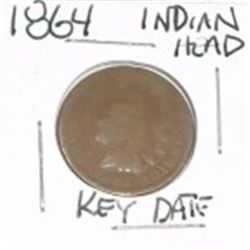1864 INDIAN HEAD PENNY *RARE KEY DATE NICE EARLY CENT-PLEASE LOOK AT PICTURE TO DETERMINE GRADE*!!
