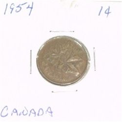 1954 CANADIAN 1 CENT PENNY *PLEASE LOOK AT PICTIRE TO DETERMINE GRADE*!!