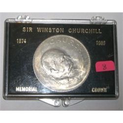 1965 WINSTON CHIRCHILL *MEMORIAL CROWN* COIN!! COIN COMES IN A HARD DISPLAY CASE!!