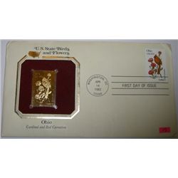 1982 FIRST DAY OF ISSUE GOLD STAMP *OHIO STATE BIRDS/FLOWERS *STAMP COMES IN ORIGINAL PACKAGE*!!