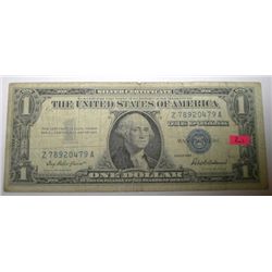 1957 SERIES $1 SILVER CERTIFICATE BILL SERIAL #Z78920479A *NICE EARLY U.S. BILL*!!