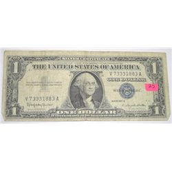 1957 SERIES B $1 SILVER CERTIFICATE BILL SERIAL #V73331883A *NICE EARLY U.S. BILL*!!
