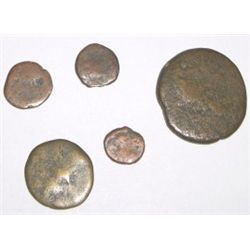 5 TOATAL ANCIENT COINS ALL BRONZE *ALL FOR 1 MONEY*!!