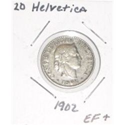 1902 10 HELVETICA COIN *RARE EXTRA FINE+ HIGH GRADE*!!