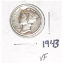 1943 SILVER MERCURY DIME *NICE VERY FINE-EARLY DIME!!