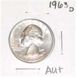 1963-D SILVER WASHINGTON QUARTER *NICE AU+ HIGH GRADE-90% SILVER QUARTER*!!