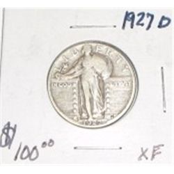 1927-D STANDING LIBERTY SILVER QUARTER RED BOOK VALUE IS $100.00 *RARE KEY DATE-NICE SILVER QUARTER*