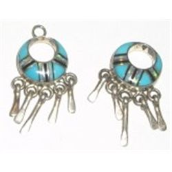 PAIR OF EARRINGS-STERLING SILVER "ZUNI INDIAN*!!