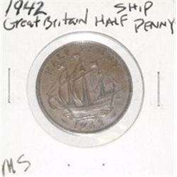 1942 GREAT BRITAIN SHIP HALF PENNY *RARE MS HIGH GRADE*!!