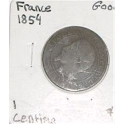 1854 FRANCE 1 CENTIME *RARE EARLY COIN-GOOD GRADE*!!