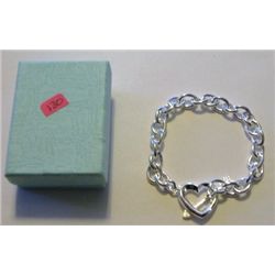 STERLING SILVER HEART BRACELT STAMPED *925* BRACELET WEIGHS .80ozs!!