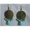 Image 1 : CYMBALS BLUE TURQUOISE DANGLING EARRINGS STONE BLUE TUR