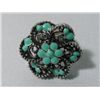 Image 1 : 8CTW TEAL FLOWER BRASS ADJUSTABLE RING