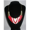 312CTW PINK-WHITE V-NECK BRASS NECKLACE;18INCH