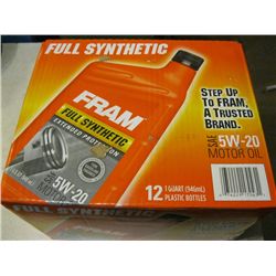 FRAM 12 QUARTS 5W20 SYNTHETIC MOTOR OIL 'CASE'