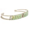 Image 2 : Zuni White/Pink Opal Inlay Sterling Silver Cuff Bracelet - Fabian Sheyka