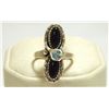 Image 1 : Zuni Onyx Sterling Silver Snake w/Turquoise Eyes Women's Ring - Effie Calavaza