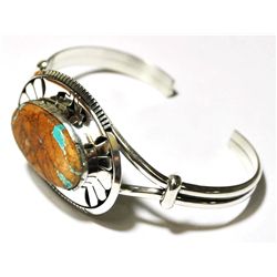 Navajo Boulder Turquoise Sterling Silver Cuff Bracelet - Eugene Belone