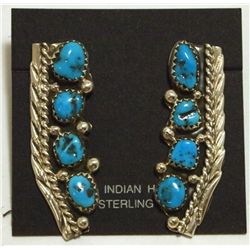 Navajo Turquoise Sterling Silver Post Earrings - Darlene Begay