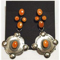 Navajo Spiny Oyster Sterling Silver Post Earrings - Albert J Brown