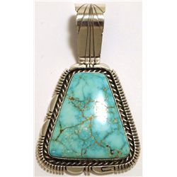 Navajo Valley Blue Turquoise Sterling Silver Pendant - Eugene Belone