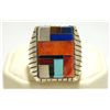 Image 1 : Navajo Multi-Stone Inlay Sterling Silver Men's Ring - Ray Jack
