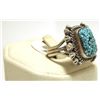 Image 2 : Old Pawn Navajo Spider Web Kingman Turquoise Sterling Silver Men's Ring - Kirk Smith