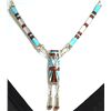 Image 2 : Zuni Multi-Stone Inlay Sterling Silver Necklace & Earrings Set - Phyllis Lucio