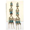 Image 1 : Zuni Turquoise Sterling Silver Dangle Post Earrings - Advance Cachini