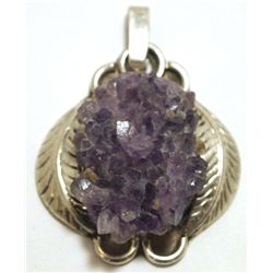 Old Pawn Navajo Amethyst Sterling Silver Pendant