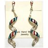 Image 1 : Zuni Multi-Stone Inlay Sterling Silver Spiraling Post Earrings - Idella Edaakie