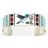 Image 1 : Zuni Multi-Stone Inlay Hummingbird Sterling Silver Cuff Bracelet - Rudell & Nancy Laconsello