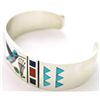 Image 2 : Zuni Multi-Stone Inlay Hummingbird Sterling Silver Cuff Bracelet - Rudell & Nancy Laconsello