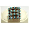 Image 1 : Zuni Turquoise Dots Sterling Silver Women's Ring - Lorene Tucson