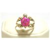 Image 1 : Zuni Matte Pink Opal Inlay Sterling Silver Large Turtle Women's Ring - Vernon Waikaniwa