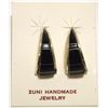 Image 1 : Zuni Onyx Inlay Sterling Silver Curved Post Earrings - C.S. Lonjose