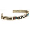 Image 2 : Zuni Multi-Stone Inlay Sterling Silver Cuff Bracelet - Charlotte Dishta