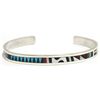 Image 1 : Zuni Multi-Stone Inlay Sterling Silver Cuff Bracelet - Charlotte Dishta