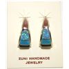 Image 1 : Zuni Multi-Stone Inlay Sterling Silver Curved Post Earrings - C.S. Lonjose