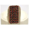 Image 1 : Zuni Coral Dots Sterling Silver Men's Ring - Peter & Vivian Haloo
