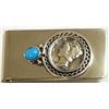 Image 1 : Navajo Turquoise Sterling Silver Mercury / Winged Liberty Dime Money Clip - Running Bear