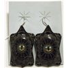 Image 1 : Zuni Marble Turtle Sterling Silver French Hook Earrings - Dilbert Gasper