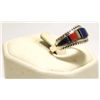 Image 2 : Zuni Multi-Stone Channel Inlay Sterling Silver Men's Ring - D. Panteah