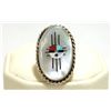 Image 1 : Zuni Multi-Stone Inlay Sun Face Sterling Silver Child's Ring - Hustito