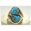 Image 1 : Zuni Turquoise Sterling Silver Snake Men's Ring - Effie Calavaza