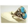 Image 2 : Zuni Turquoise Sterling Silver Snake Men's Ring - Effie Calavaza