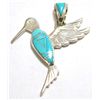 Image 1 : Navajo Turquoise Hummingbird Sterling Silver Pendant - Calvin Begay