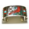 Image 1 : Zuni Cardinal Inlay Sterling Silver Cuff Bracelet - Rudell & Nancy Laconsello